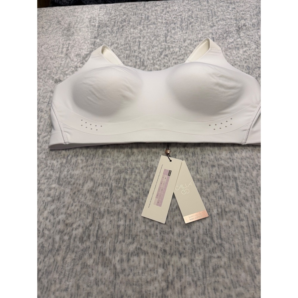 CALIA Empower Bra High Support Pure White Womens Size‎ 42DD Sports Bra New